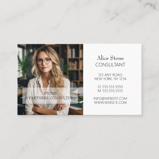 Minimal & Professional Employee Business Photo Business Card (Front)
