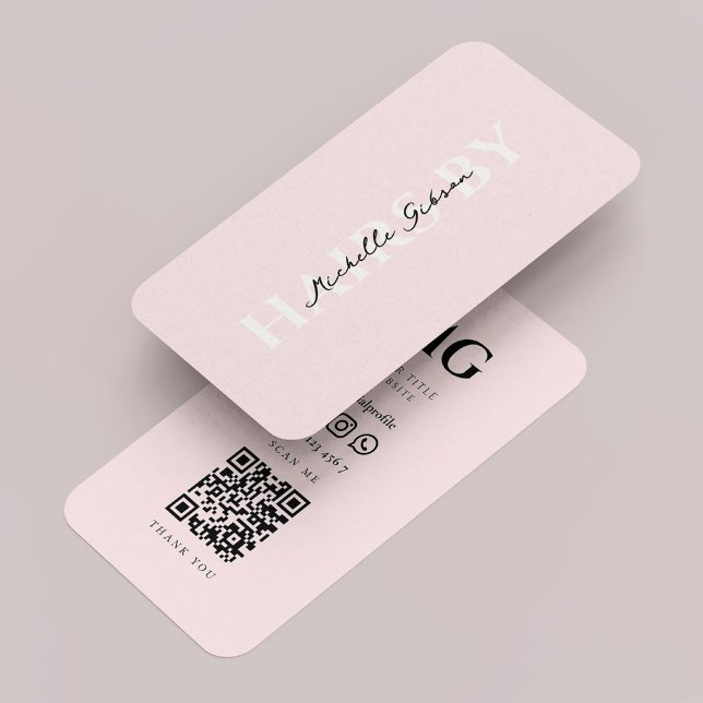 Minimal Professional Hair Stylist Beauty Pink  Business Card (Minimal Professional Hair Stylist Beauty Pink Business Card
)
