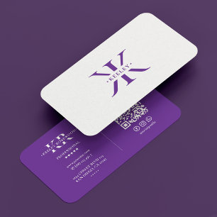 Minimal Professional K Monogram Royal Purple Business Card