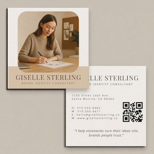 Minimal Professional Modern Name Business Photo Square Business Card (Creator Uploaded)