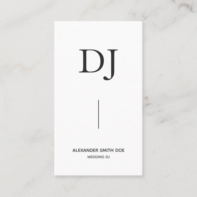 Minimal Professional Monogram DJ Business Card (Front)