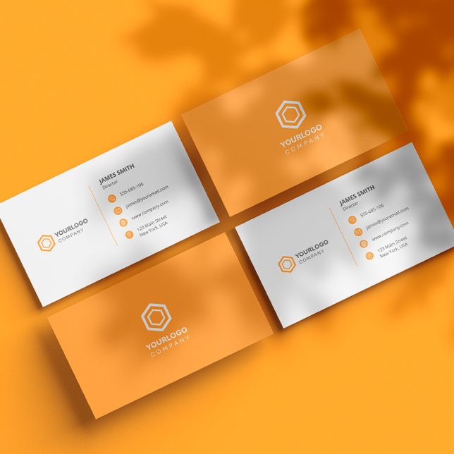 Minimal Professional Orange Icons Business Card (Creator Uploaded)
