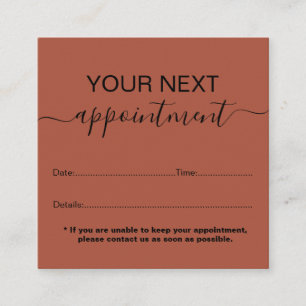 Minimal Professional Orange Terracotta Boho Appointment Card