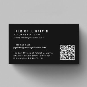 Minimal Professional QR Code Black Business Card