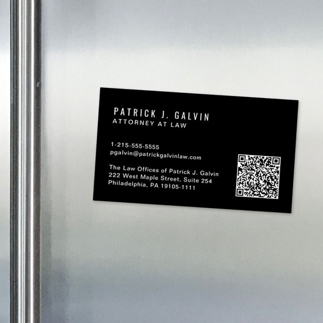 Minimal Professional QR Code Black Magnetic Business Card (Capture attention, make connections, and leave a lasting impression with our QR business card magnet)