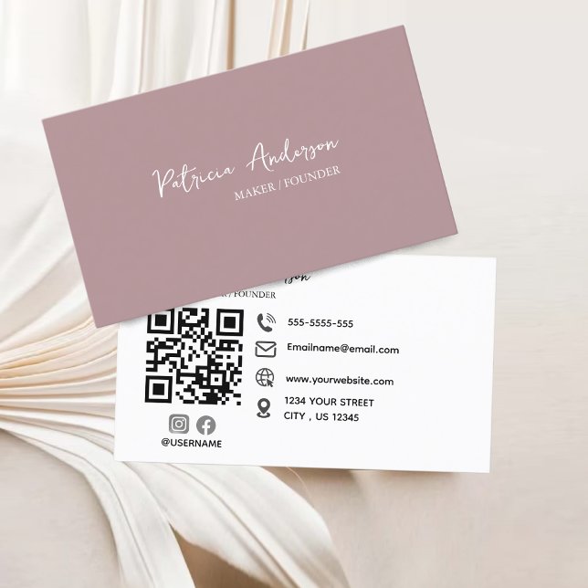 Minimal Professional QR Code Blush Pink  Business Card (Minimal Professional QR Code Blush Pink Business Card)