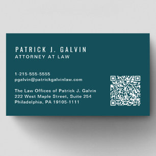 Minimal Professional QR Code Green Business Card