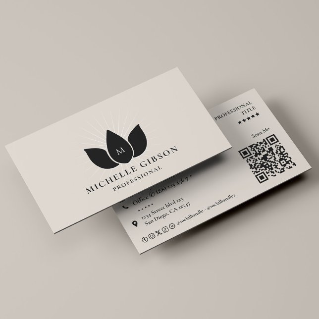 Minimal Professional Sand Networking Lotus Business Card (Minimal Professional Sand Networking Lotus)