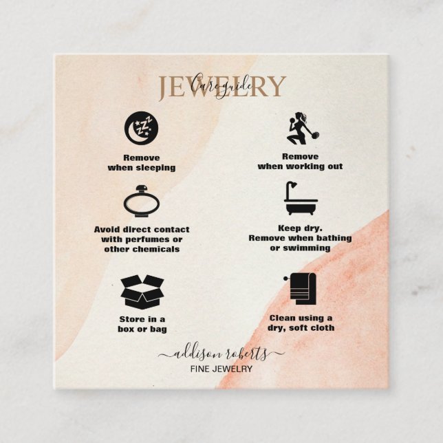 Minimal Professional Terracotta Boho  Jewellery Ca Square Business Card (Front)