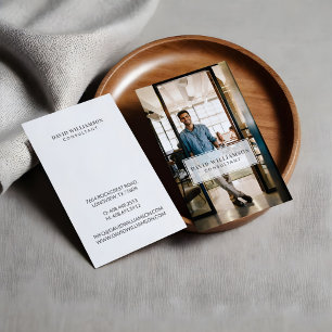 Minimal & Professional White Frame Business Photo  Business Card