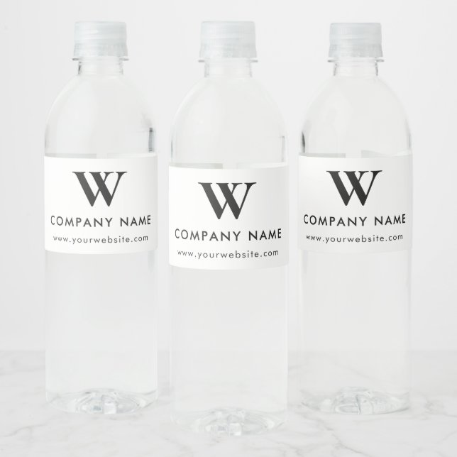 Minimal Promotional Business Company Logo Monogram Water Bottle Label (Bottles)