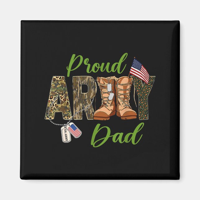 Minimal Proud Army Dad Us Flag Magnet (Front)