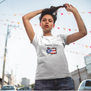 Minimal Puerto Rico Map National Flag Tri-Blend Shirt
