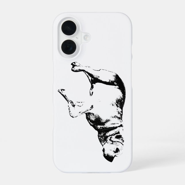 Minimal Pup Presence iPhone 16 Case (Back)