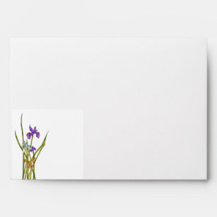 Minimal Purple & Blue Iris Watercolor Wedding Envelope