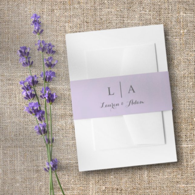 Minimal Purple Couples Names Wedding  Invitation Belly Band (Creator Uploaded)