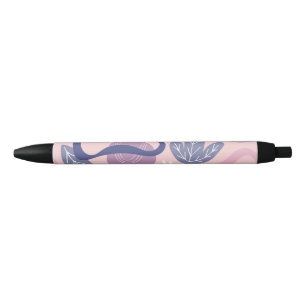 Minimal purple floral black ink pen