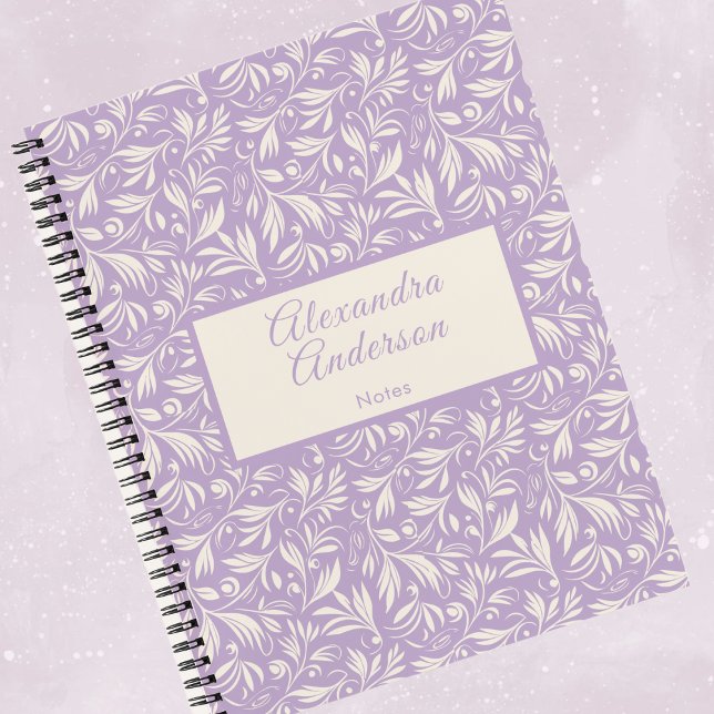  Minimal Purple Floral Leaves Pattern Script Notebook (Minimal Purple Floral Leaves Pattern Script Notebook)