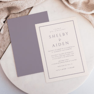 Minimal Purple Modern Wedding Invitation