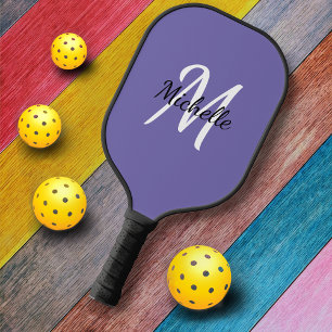 Minimal Purple Monogrammed Pickleball Paddle