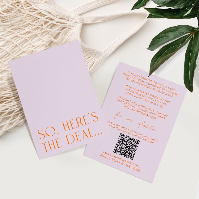 Minimal Purple & Orange Details Card RSVP QR Code (Creator Uploaded)