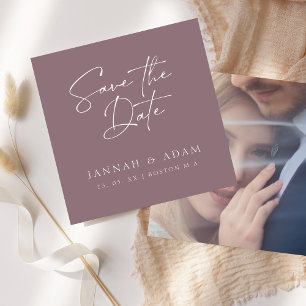 Minimal Purple Script Photo Wedding Save The Date