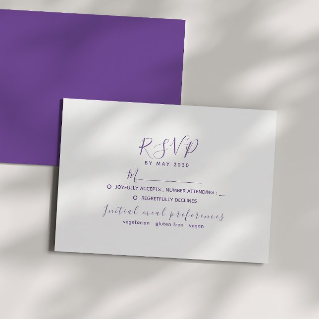 Minimal Purple Wedding RSVP Card (Creator Uploaded)