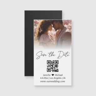 minimal qr code couple photo save the date magnet
