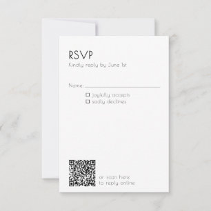 Minimal QR Code Mailing Wedding Details Modern RSVP Card
