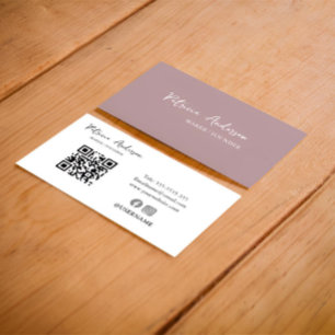 Minimal QR Code Modern Blush Pink Business Card