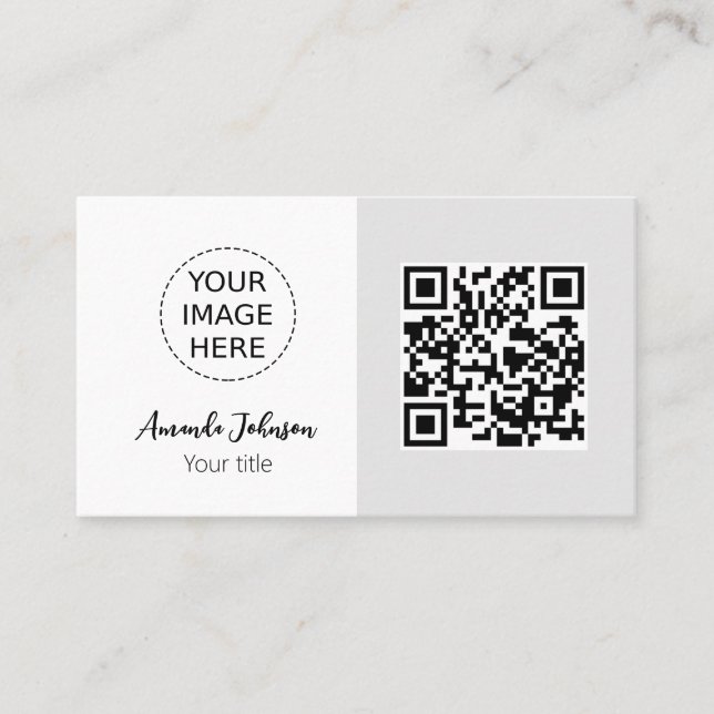 Minimal QR Code Online Business Card with Logo (Front)