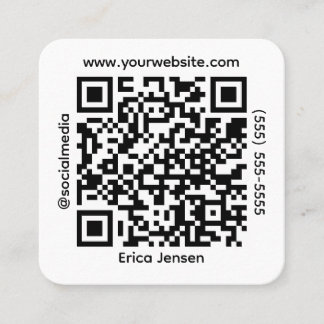 Minimal QR Code Owner Square Business Card