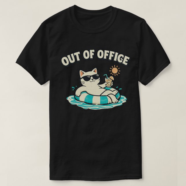 Minimal Quiet Nights Cat Design T-Shirt (Design Front)