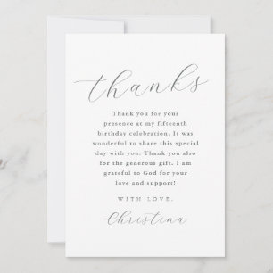 Minimal Quinceanera Thank You Script Invitation