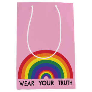 Minimal Rainbow Arch Modern Colourful Statement Medium Gift Bag