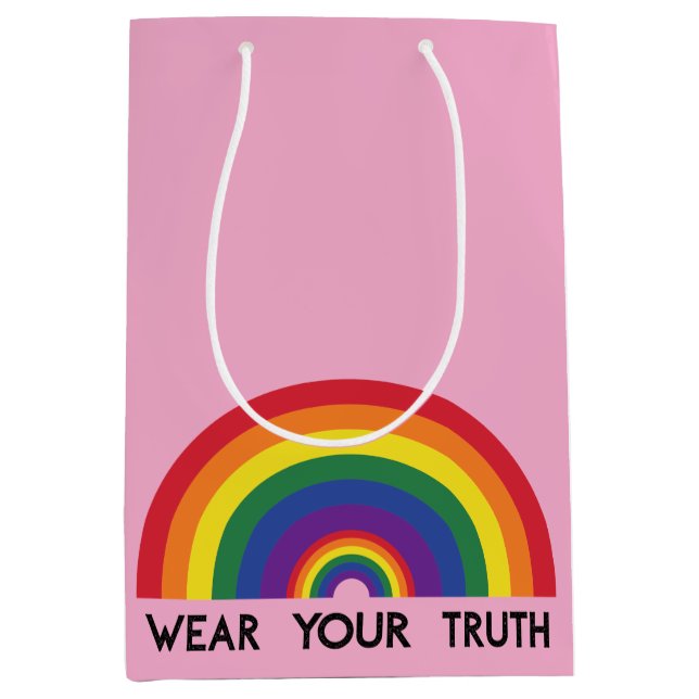 Minimal Rainbow Arch Modern Colourful Statement  Medium Gift Bag (Front)