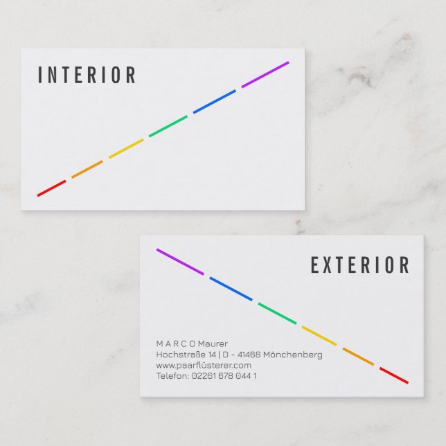 Minimal Rainbow Business Card with Pride Colours (Front/Back)
