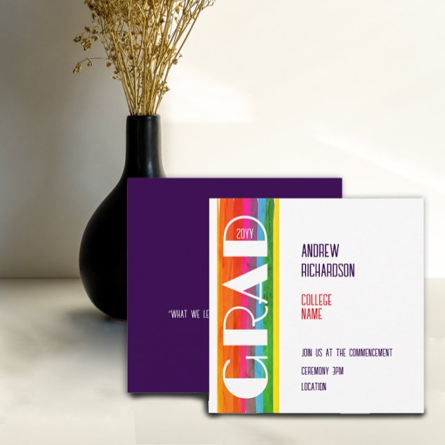 Minimal Rainbow Class of Year Graduation Flat Card (Creator Uploaded)