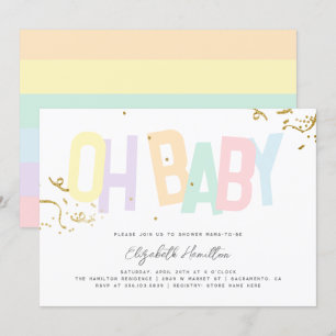 Minimal Rainbow Gender Neutral Oh Baby Shower Invitation