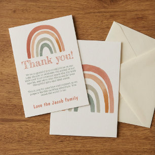 Minimal rainbow thank you for baby shower guests card