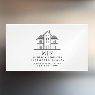 Minimal Real Estate Agent Monogram House Photo Magnetic Business Card