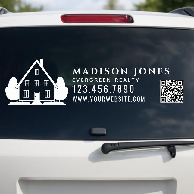 Minimal Real Estate Agent Rustic House Car QR Code Window Cling (Creator Uploaded)