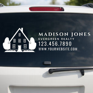Minimal Real Estate Agent Rustic House Car Window Cling