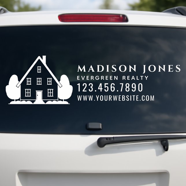 Minimal Real Estate Agent Rustic House Car Window Cling (Creator Uploaded)
