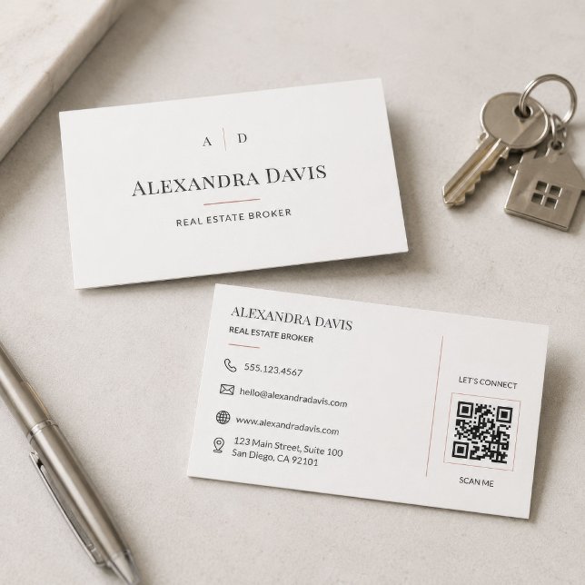 Minimal Real Estate Broker QR Code Business Card (Creator Uploaded)