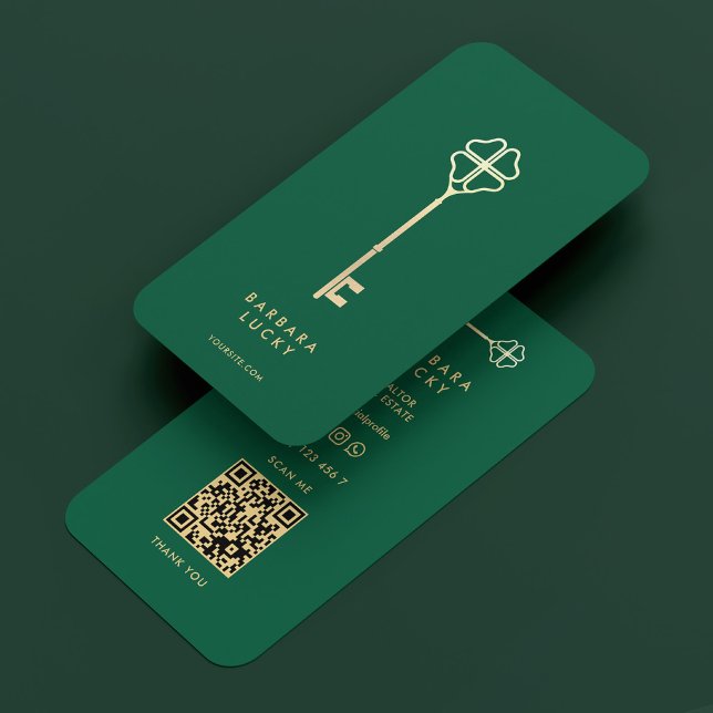 Minimal Real Estate Mortgage Hunter Green Key Business Card (Creator Uploaded)