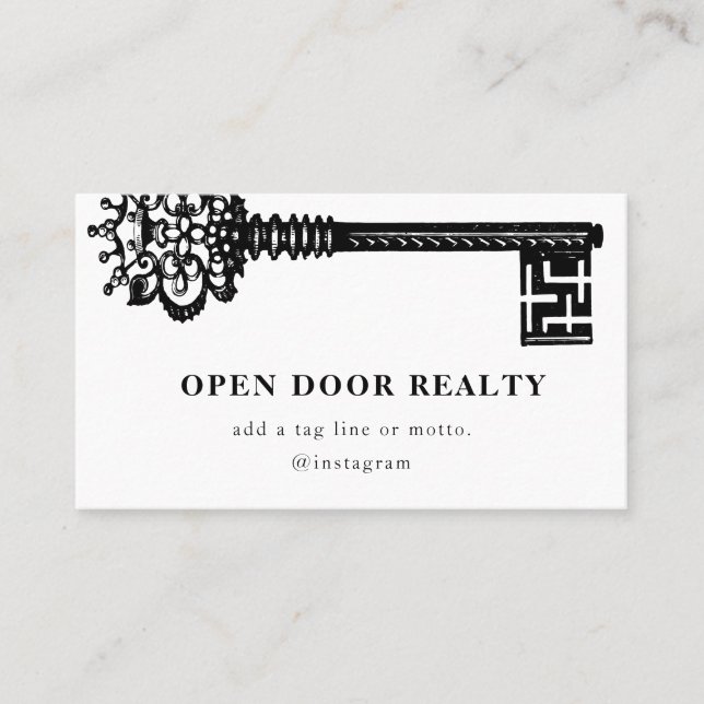 Minimal Real Estate Vintage Key Business Card (Front)