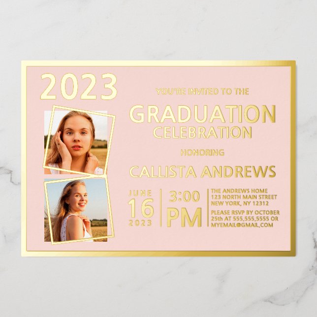 Minimal Real Gold Foil Frame Photo Graduation (Front)