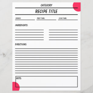 Minimal Recipe Book Template