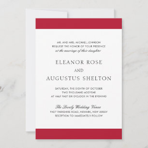 Minimal Red and Black Elegant Modern Wedding Invitation